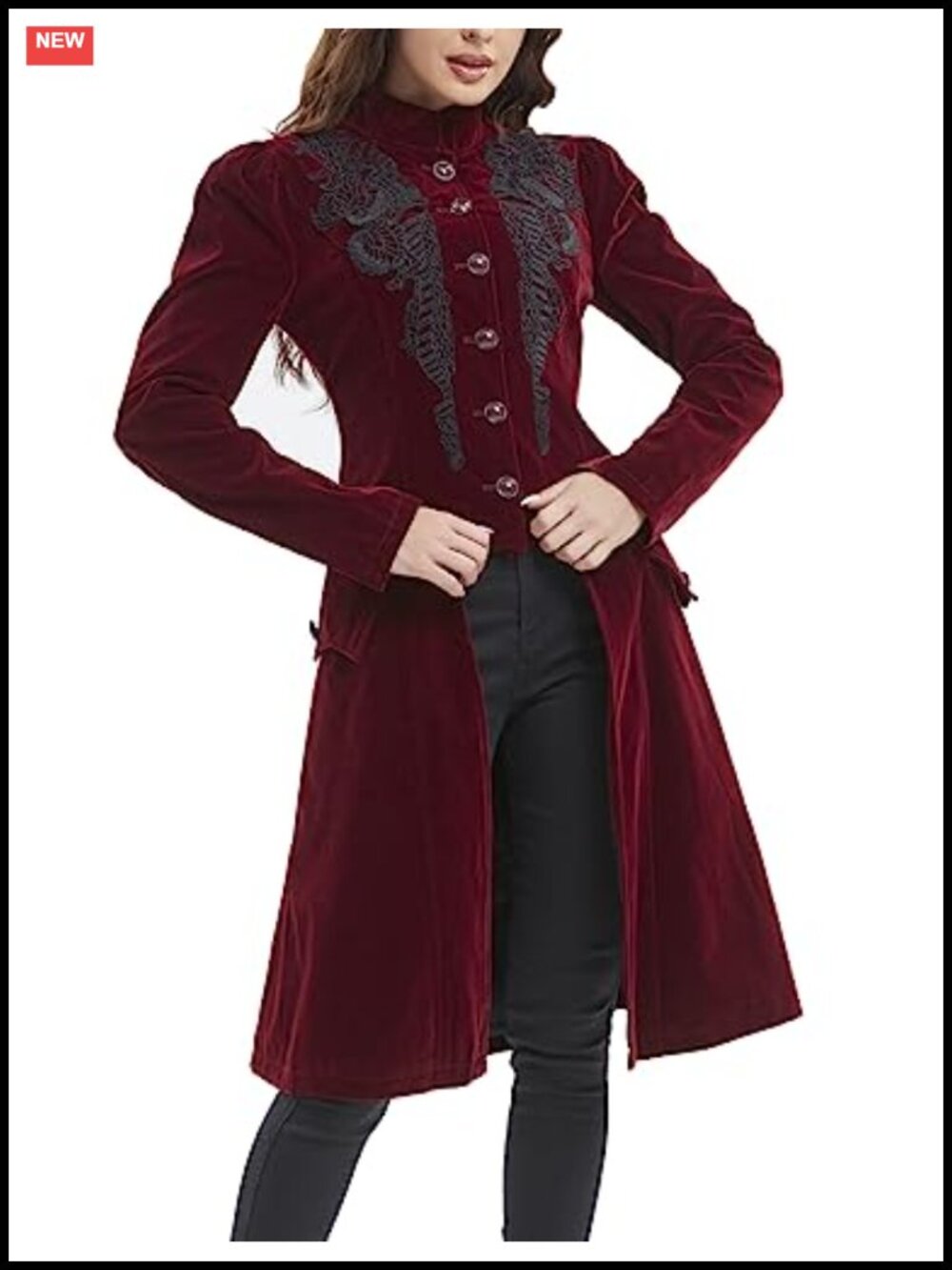 Victorian Steampunk Velvet Jacket Gothic Frock Coat Women's Slim Fit